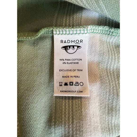 Radmor Golf Polo Shirt, Pima Cotton, Sage Green Stripe, L - Picture 2 of 4